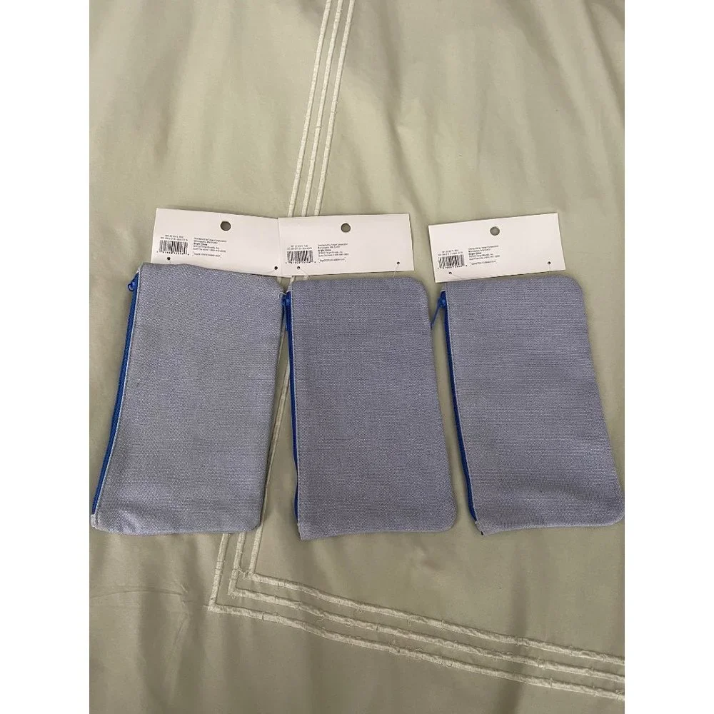 Room Essentials Blue Kitty Cat Canvas Pencil Bag Set - Set of 3